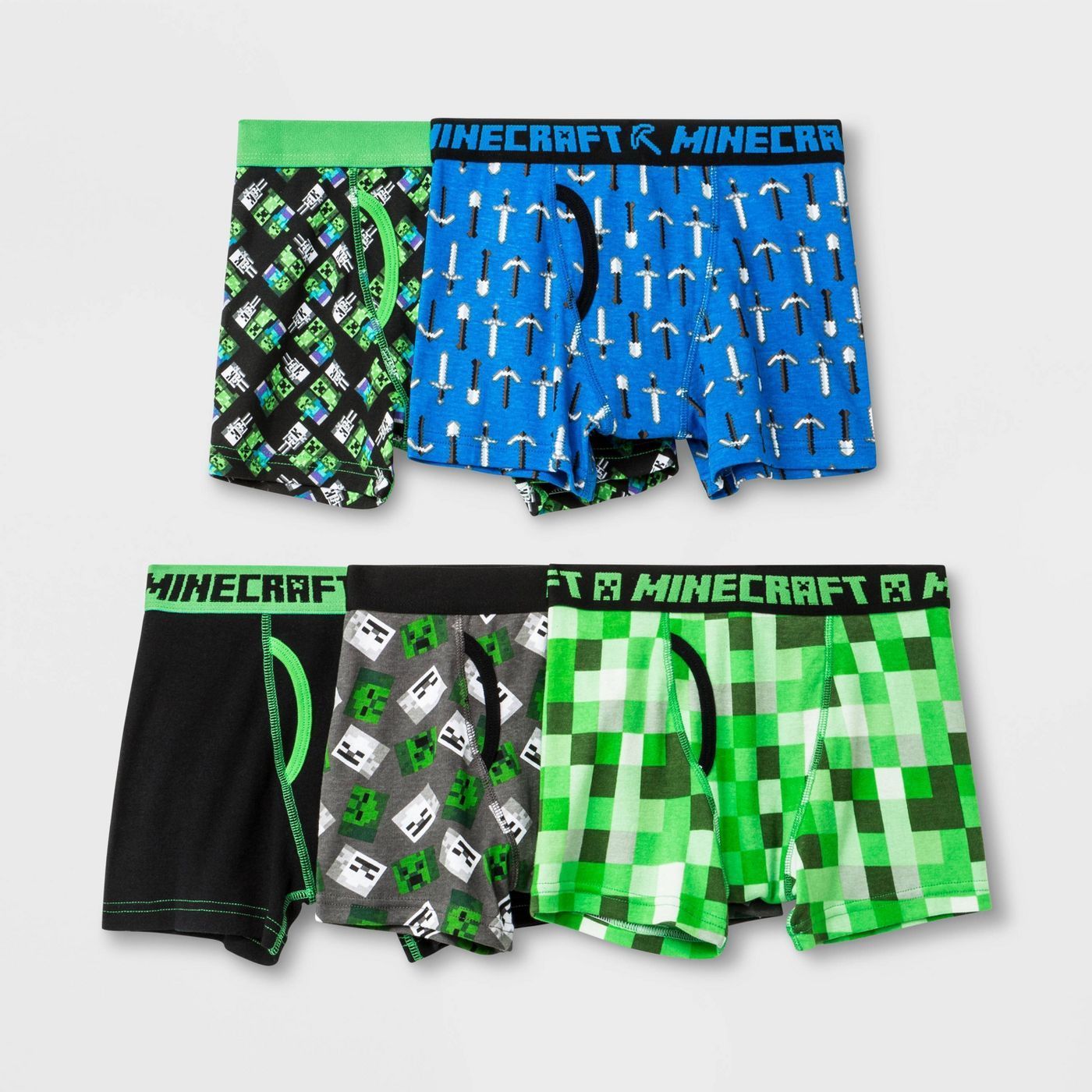 即納 MINECRAFT マインクラフト ボクサーパンツ アンダーウェア トランクス 5PACK 子供 キッズ 宅急便のサムネイル