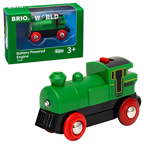 ◆商品名：BRIO WORLD バッテリーパワー機関車(緑) 33595 対象性別 :男女共用 対象年齢 :3歳から 電池種別 :単4x1本 電池は別売りのため別途ご購入ください。 商品紹介クラシックタイプの電動車両。前進、後進でき、ライトが点灯します。 安全警告保護者のもとで遊ばせてください。 小さな部品を口に入れないでください。窒息などの危険があります。 誤飲の危険がありますので、3歳未満のお子様には絶対に与えないでください。 投げたり振り回す等、乱暴な遊び方をしないでください。 破損、変形など危険な箇所がある場合は使用しないでください。