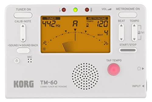 ◆商品名：KORG チューナー メトロノーム 同時に使える TM-60 WH ホワイト 吹奏楽 ブラスバンド オーケストラ 個人練習 コンパクト 持ち運び チューナーとメトロノームを同時使用可能。 従来モデル(TM-50)の約1.3倍の見やすいディスプレイ。 暗い場所でも視認性抜群。バックライト付きの液晶画面。 コルグならではのレスポンスの良い液晶針式メーター。 便利なメモリー・バックアップ機能、オート・パワー・オフ機能。 コルグの人気チューナー、メトロノームTM-Seriesの新製品TM-60が登場。 【特徴】 ・高精度チューナー機能とメトロノーム機能を搭載。2つの機能を同時使用可能。 ・従来モデル(TM-50)の約1.3倍のディスプレイに、チューナー、メトロノーム機能を同時に表示。 ・バックライト付きの液晶画面で暗い場所でも視認性抜群。 ・音程を即座に検出する、コルグならではのレスポンスの良い液晶針式メーター。 ・耳でのチューニングを身に付けられるサウンドアウト・モードとサウンドバック・モードを搭載。 ・30~252回/分 のワイドなテンポ範囲を持つメトロノーム。3タイプのテンポ設定、15種のリズム・バリエーションを搭載。 ・電池寿命約2倍のロングライフ設計。(コルグTM-50比、チューナー・モード、バックライト・オフ時) ・便利なメモリー・バックアップ機能、オート・パワー・オフ機能。 ・新設計スタンドや電池蓋など、使い勝手はさらに向上。