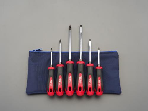 エスコ (ESCO) EA557DD-600 6本組 [+ -]ドライバー(手元六角/ケース付) EA557DD-600