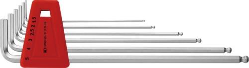 仕様：●メーカー:PBSWISSTOOLS●型番:PB212.LH-5CN●6本組セット●サイズ:1.5・2・2.5・3・4・5mm●軸長:80~165mm●重量:77g●ボールポイント付●ニッケルクロムメッキ加工●ホルダー付●エッジは軽く隅取りしてあり、レンチをたやすくネジ穴に差し込むことができます。商品画像に関する注意事項：●画像に数字等の情報が入っている場合は、　品番末尾が対象商品の画像となります。
