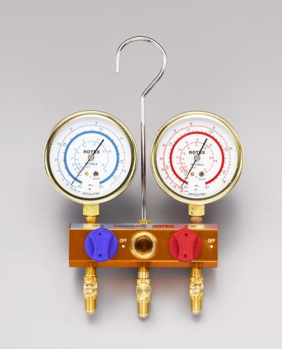 エスコ (ESCO) EA101LR-5 [R404A・R407C] ボールバルブ式ゲージマニホールド EA101LR-5