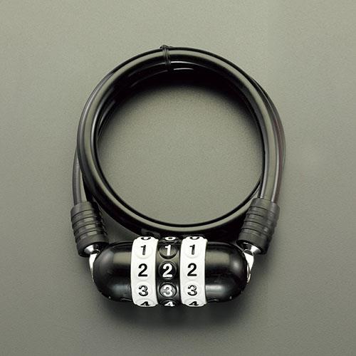 エスコ (ESCO) EA983TJ-11 φ12x700mm ワイヤーロック(大型ダイヤル/ブラック) EA983TJ-11 【5個セット】