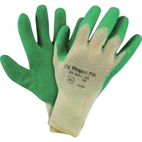 Honeywell 天然ゴム背抜き手袋 デックスグリップ クリーム×緑 サイズ08(M) ( 209