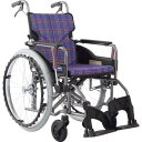 カワムラ 【非課税】 アルミ製標準型自走用車いすKMD-A22-40-M紫チェック ( KMD-A22-40-M-A11 ) (株)カワムラサイクル 【メーカー取寄】