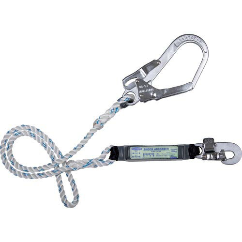 【SALE価格】TSUYORON 胴ベルト型墜落制止用器具用ランヤード(ロープタイプ)三つ打ちロープ ショックアブソーバ+フックFS-25・フックFS-90 ( TBL-90-BP ) 藤井電工(株)