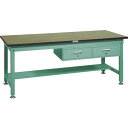 【SALE価格】TRUSCO 中荷重作業台(1200kg)HW型 1800X750XH740 2列引出付 グリーン色 緑 ( RHW-1800FL2 GN(グリ...