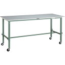 【SALE価格】TRUSCO 軽荷重作業台高さ調節式(80kg)AEM型 1800X750XH718~1018 φ75キャスター付 グリーン色 ( RAEM-1...