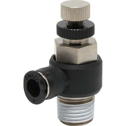 PISCO スピードコントローラ エルボ メーターイン制御チューブ6ネジR1/4 ( JSC6-02B ) (株)日本ピスコ