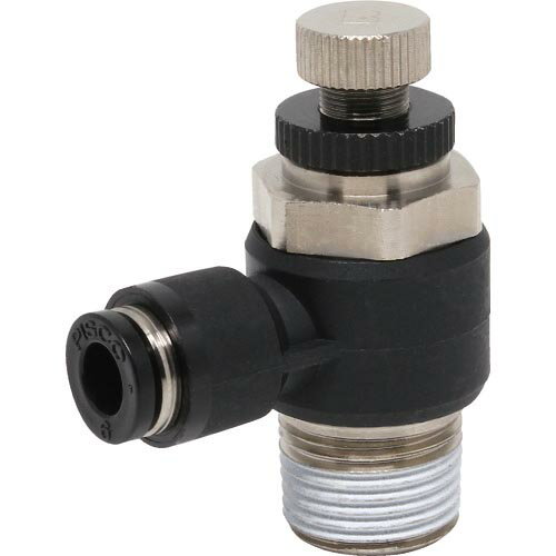 PISCO スピードコントローラ エルボ メーターイン制御チューブ6ネジR3/8 ( JSC6-03B ) (株)日本ピスコ