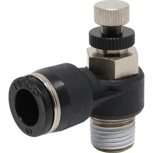 PISCO スピードコントローラ エルボ メーターイン制御チューブ10ネジR1/4 ( JSC10-02B ) (株)日本ピスコ