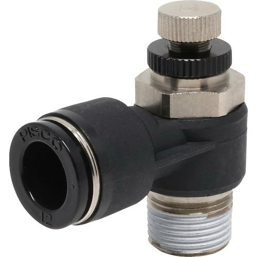 PISCO スピードコントローラ エルボ メーターイン制御チューブ12ネジR3/8 ( JSC12-03B ) (株)日本ピスコ