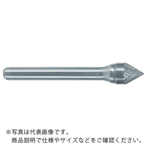 特長：独自開発の刃形状により、高速回転使用時にバーが不用意に被切削物に喰いこんでしまうことがないため、滑らかに加工でき能力アップに貢献します。仕様：形状：円錐60°型(ダブルカット)刃径(mm)：9.5刃長(mm)：8軸径(mm)：6軸長(mm)：47最高使用回転数(rpm)：22000オール超硬/ロー付：ロー付角度(°)：60刃先タイプ：品番の末尾S付・シングルカット、Sなしダブルカット刃先タイプ：品番の末尾S付・シングルカット、Sなしダブルカット軸長50mm以下はオール超硬注意：作業時は必ず安全帽、安全メガネなどの保護具をご着用ください。最高使用回転数は推奨値です。　●代表画像について 商品によっては、代表画像を使用している場合がございます。 商品のカラー、サイズなどが異なる商品をイメージ画像として 使用させて頂いている場合がございます。 必ず、商品の品番と仕様をご確認のうえ、ご注文お願いいたいます。 　●北海道・沖縄・離島・一部地域の送料について 別途追加で送料がかかる場合がございます。 送料がかかる場合は、メールにて送料をご連絡させて頂き、 お客様にご了承頂いてからの手配となります。 　●お買上げ明細書の廃止について 当店では、個人情報保護と環境保護の観点から同封を廃止しております。 お買上げ明細書が必要な場合は、備考欄に「お買上げ明細必要」と 記載お願いいたします。 当店からの出荷の場合は、同封にて発送させて頂きます。 （※メーカー直送の場合は、PDFデータをメールさせて頂きます。） 　注意事項 ※商品名に【2個セット】等、数量の明記がない場合は1個での販売となります。