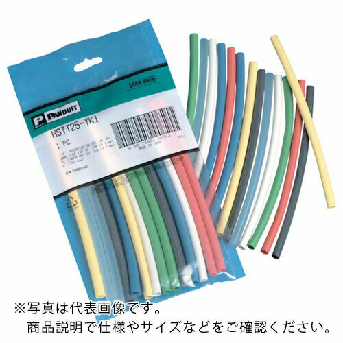 特長：熱収縮チューブを無駄の出ない少量パックにしました。黒、青、赤、緑、黄、白、透明の各色の組み合わせになっています。機器内配線の絶縁や保護、端末処理、識別に最適です。柔軟性および難燃性に優れています。用途：屋内。機器内配線の絶縁や保護、端末処理、識別に。仕様：色：赤、黄、緑、青、白、透明収縮後肉厚(mm)：0.8収縮前内径(mm)：19.1収縮後内径(mm)：9.5長さ(mm)：152耐電圧(V)：600セット内容：黒×2本、6色×各1本使用温度範囲：-55〜135℃耐電圧：600V収縮率：50%収縮温度：120℃MIL規格：AMS-DTL-23053UL、CSA認定品(透明を除く)材質／仕上：ポリオレフィン　●代表画像について 商品によっては、代表画像を使用している場合がございます。 商品のカラー、サイズなどが異なる商品をイメージ画像として 使用させて頂いている場合がございます。 必ず、商品の品番と仕様をご確認のうえ、ご注文お願いいたいます。 　●北海道・沖縄・離島・一部地域の送料について 別途追加で送料がかかる場合がございます。 送料がかかる場合は、メールにて送料をご連絡させて頂き、 お客様にご了承頂いてからの手配となります。 　●お買上げ明細書の廃止について 当店では、個人情報保護と環境保護の観点から同封を廃止しております。 お買上げ明細書が必要な場合は、備考欄に「お買上げ明細必要」と 記載お願いいたします。 当店からの出荷の場合は、同封にて発送させて頂きます。 （※メーカー直送の場合は、PDFデータをメールさせて頂きます。） 　注意事項 ※商品名に【2個セット】等、数量の明記がない場合は1個での販売となります。