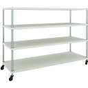 【SALE価格】TRUSCO スチールラック フェニックスラック 1800X600 4段 U車輪付 W色 抗菌粉体塗装 ( PER-4664-U125-W ) トラスコ中山(株)