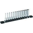 TONE ディープソケットセット(インチ) (6角・ホルダー付) 吋目 12pcs 差込角6.35mm ( HSBL212 ) TONE(株)