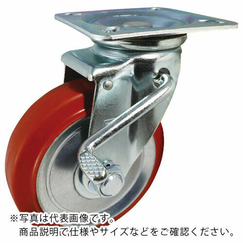 【SALE価格】ヨドノ プレス製自在金具ブレーキ付赤ゴム車 100φ ( RWJB100 ) (株)ヨドノ