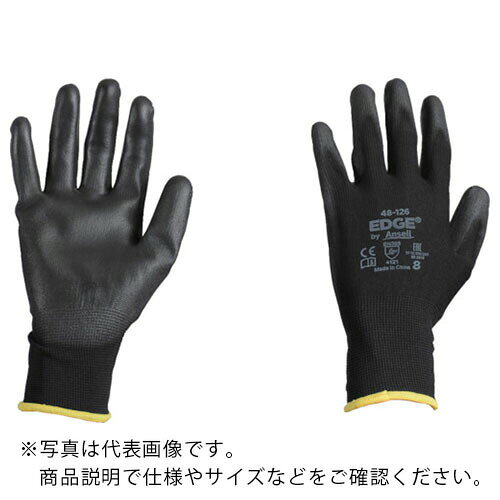 Ansell ( アンセル・ヘルスケア ) ウレタン背抜手袋 エッジ 48-126 ブラック Lサイズ ( 48-126-9 )