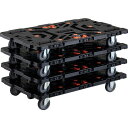 TRUSCO まとめ買い 連結式樹脂製平台車 ビートル 900X600 自在3輪 とめたろう付 4台セット ( BT900J3-E100T-M4 ) トラスコ中...