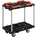 【SALE価格】TRUSCO 連結式樹脂製2段台車 ビートル 700X450 自在5輪 コボレ止めセット とめたろう ハンドル付 ( BT724KJ5-E100...