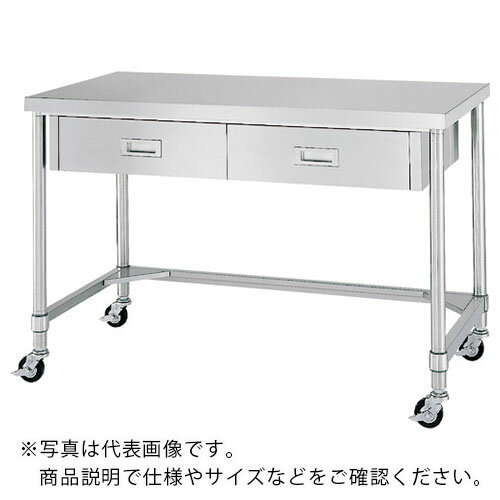 Tools - シンコー ステンレス(SUS430)作業台片面引出付三方枠キャスター付 φ100ナイロン車 900×450×800 ( WDTC-9045-N100 ) 【メーカー取寄】