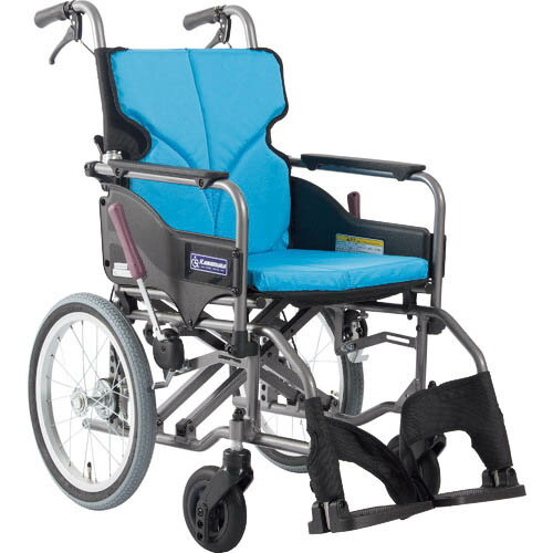 カワムラ 【非課税】 アルミ製標準型介助用車いすKMD-A16-40-Mライトブルー ( KMDA1642MNO83 ) (株)カ..