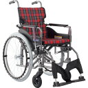 カワムラ 【非課税】 アルミ製標準型自走用車いすKMD-A22-42S-M赤チェック ( KMDA2242SMA10 ) (株)カワムラサイクル 【メーカー取寄】