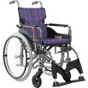 カワムラ 【非課税】 アルミ製標準型自走用車いすKMD-A22-42S-M紫チェック ( KMDA2242SMA11 ) (株)カワムラサイクル 【メーカー取寄】