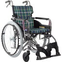 カワムラ 【非課税】 アルミ製標準型自走用車いすKMD-A22-42-M緑チェック ( KMDA2242MA9 ) (株)カワムラサイクル 【メーカー取寄】