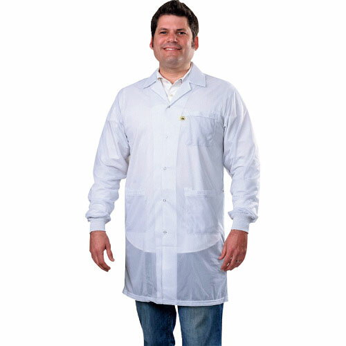 DESCO スモック STATSHIELD 実験室コート ニット袖口 白 S ( 73631 ) DESCO JAPAN(株) 【メーカー取寄】