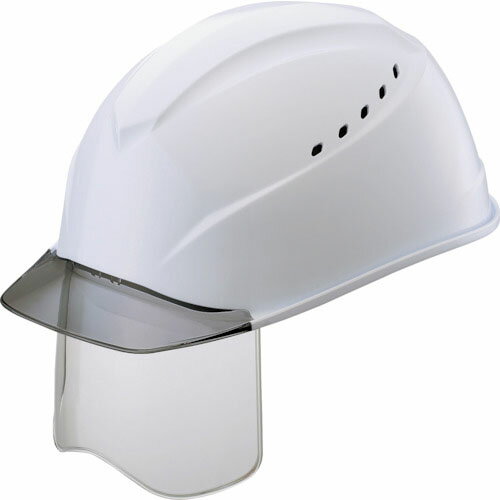 タニザワ エアライトS搭載ヘルメット(グレー透明ひさし・溝・通気孔・シールド付) 白色 ( 1230VJ-SH-V2-W3-J ) (株)谷沢製作所