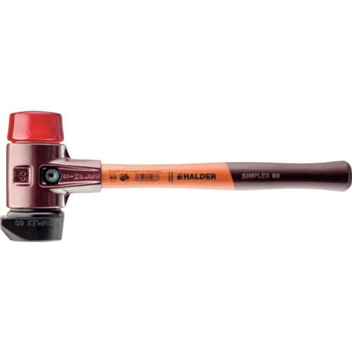 HALDER ( ロームヘルド・ハルダー ) SIMPLEX プラスチックハンマー 鋳鉄ハウジング、木製ハンドル 径(60)mm (自立タイプ)ゴム複合材(黒)・プラスティック(赤) ( 3026.260 )