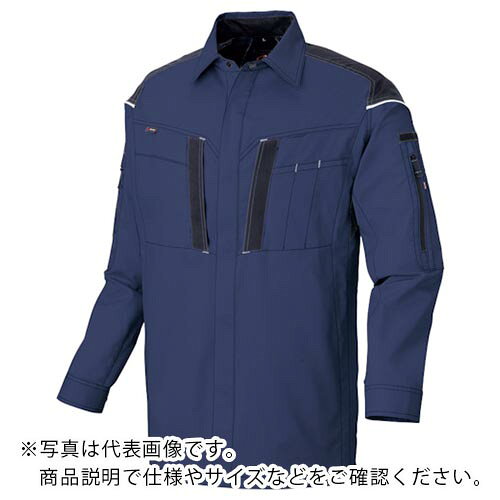 特長：ストレッチ生地使用と立体カッティングで、腕・肩部分が動かしやすい作業着です。制電防止タイプです。用途：作業全般に。仕様：色：ネイビーサイズ：SS着丈(cm)：69胸囲(cm)：104裄丈：74cm春夏向け商品　JIS-T8118適合　フルハーネス対応　ストレッチ生地使用　耐摩耗生地使用（配色部分）材質／仕上：表生地：ポリエステル65％、綿35％　●代表画像について 商品によっては、代表画像を使用している場合がございます。 商品のカラー、サイズなどが異なる商品をイメージ画像として 使用させて頂いている場合がございます。 必ず、商品の品番と仕様をご確認のうえ、ご注文お願いいたいます。 　●代金引換でのお支払いについて 発送する商品の総重量が20kgを超えてしまったり、 商品の大きさが当店から発送できる規定サイズを超えてしまう場合 メーカー直送での対応となりますので、 代金引換がご利用頂けない場合がございます。 該当する場合、当店から別途メールにてご連絡させて頂いております。 　●北海道・沖縄・離島・一部地域の送料について 別途追加で送料がかかる場合がございます。 送料がかかる場合は、メールにて送料をご連絡させて頂き、 お客様にご了承頂いてからの手配となります。 　●お買上げ明細書の廃止について 当店では、個人情報保護と環境保護の観点から同封を廃止しております。 お買上げ明細書が必要な場合は、備考欄に「お買上げ明細必要」と 記載お願いいたします。 当店からの出荷の場合は、同封にて発送させて頂きます。 （※メーカー直送の場合は、PDFデータをメールさせて頂きます。）