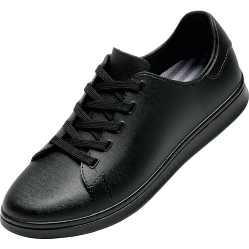 特長：『靴下が濡れるのはイヤ。でも長靴は履きたくない』そんなときにピッタリな防水スニーカーです。シュータン部分は内側で繋がっているので、アッパーからの水の侵入もしっかり防ぎます。ビジネスカジュアルにも合わせやすいシンプルなデザインは、雨の日の通勤にもオススメです。用途：キッチンでの作業に。ウエイトレスに。中古車販売に。雨の日作業全般用。仕様：寸法(cm)：23.0色：ブラック防水スニーカー帯電防止耐油丸洗い可能材質／仕上：PVC　●代表画像について 商品によっては、代表画像を使用している場合がございます。 商品のカラー、サイズなどが異なる商品をイメージ画像として 使用させて頂いている場合がございます。 必ず、商品の品番と仕様をご確認のうえ、ご注文お願いいたいます。 　●代金引換でのお支払いについて 発送する商品の総重量が20kgを超えてしまったり、 商品の大きさが当店から発送できる規定サイズを超えてしまう場合 メーカー直送での対応となりますので、 代金引換がご利用頂けない場合がございます。 該当する場合、当店から別途メールにてご連絡させて頂いております。 　●北海道・沖縄・離島・一部地域の送料について 別途追加で送料がかかる場合がございます。 送料がかかる場合は、メールにて送料をご連絡させて頂き、 お客様にご了承頂いてからの手配となります。 　●お買上げ明細書の廃止について 当店では、個人情報保護と環境保護の観点から同封を廃止しております。 お買上げ明細書が必要な場合は、備考欄に「お買上げ明細必要」と 記載お願いいたします。 当店からの出荷の場合は、同封にて発送させて頂きます。 （※メーカー直送の場合は、PDFデータをメールさせて頂きます。）