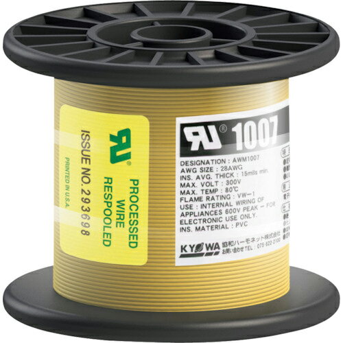 樂天商城 - KYОWA ( 協和ハーモネット ) UL耐熱ビニル絶縁電線 UL1007 AWG28 100M 黄 ( UL1007 AWG28 100M YL )