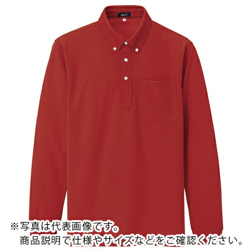 アイトス 吸汗速乾(クールコンフォート)長袖ボタンダウンポロシャツ(男女兼用) レッド S ( 10598-009-S ) アイトス(株) 【メーカー取寄】
