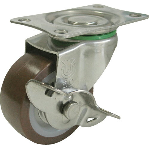 ユーエイ　キャスター　ステンレス製S付自在車　径50ウレタン車輪 SUS-E-50URS ( SUSE50URS ) （株）ユーエイ　キャスター事業部