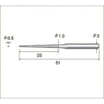ナカニシ 電着ダイヤモンドヤスリ 丸先細型 0.5×0.5×25×軸φ3 #400 ( 62857 )