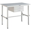 TRUSCO 軽荷重作業台高さ調節式(150kg)AEM型 1200X750XH650~950 2段引出付 ホワイト色 ( RAEM-1200F2 W ) トラ...