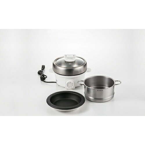 グリーンクロス プチ・プレジール 電気ミニグリル鍋 スチーマー付(ホワイト) ( 6300034809 ) (株)グリ..