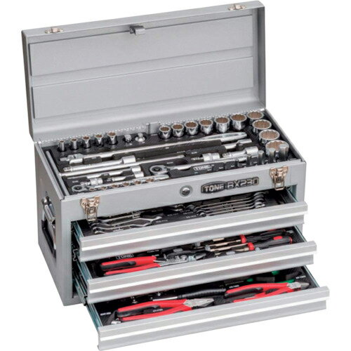 TONE 整備用工具セット ツールセット(シルバー) 間口508×奥行232×高さ302mm 差込角9.5mm、12.7mm ( TSXT95021SV ) TONE(株) 【メーカー取寄】