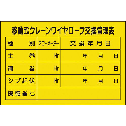ユニット 移動式クレーンワイヤロープ交換管理表 ( 327-40A ) ユニット(株)