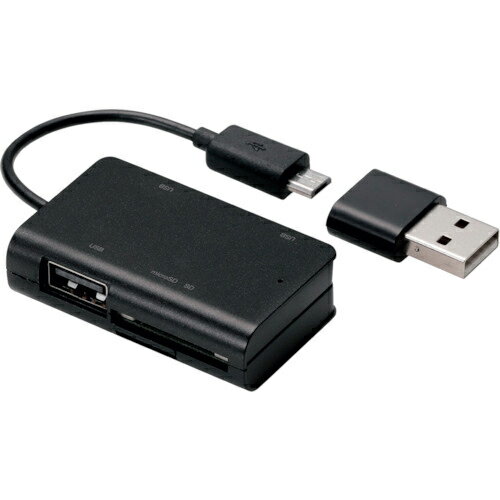 ELECOM ( エレコム ) スマホ・タブレット用メモリリーダライタ USBポート付 ブラック ( MRS-MBH10BK ) 【メーカー取寄】