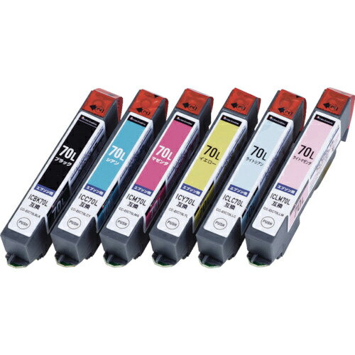 ELECOM EPSON IC6CL70L�ߴ� �Ȥ��ڤ꥿���� 6�����å� ( CC-EIC70L-6ST ) ���쥳��(��) �ڥ᡼��������