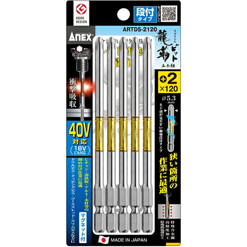 特長：ねじ頭が見やすく、狭い場所での作業に最適です。トーション部で衝撃を吸収します。サビに強い光沢表面仕上げです。驚異の耐久性で長寿命です。先端欠けに強いです。カムアウトを抑制します。仕様：刃先：［［＋］］2全長(mm)：120シャンク径(mm)：6.35先端マグネット：磁力あり丸軸径(mm)：5.318Vインパクト対応先端：マグネット入り材質／仕上：クロムモリブデンバナジウム鋼アセテート樹脂　●代表画像について 商品によっては、代表画像を使用している場合がございます。 商品のカラー、サイズなどが異なる商品をイメージ画像として 使用させて頂いている場合がございます。 必ず、商品の品番と仕様をご確認のうえ、ご注文お願いいたいます。 　●北海道・沖縄・離島・一部地域の送料について 別途追加で送料がかかる場合がございます。 送料がかかる場合は、メールにて送料をご連絡させて頂き、 お客様にご了承頂いてからの手配となります。 　●お買上げ明細書の廃止について 当店では、個人情報保護と環境保護の観点から同封を廃止しております。 お買上げ明細書が必要な場合は、備考欄に「お買上げ明細必要」と 記載お願いいたします。 当店からの出荷の場合は、同封にて発送させて頂きます。 （※メーカー直送の場合は、PDFデータをメールさせて頂きます。） 　注意事項 ※商品名に【2個セット】等、数量の明記がない場合は1個での販売となります。
