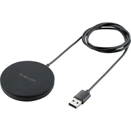 ELECOM ワイヤレス充電器 マグネット内蔵 5W 卓上 ケーブル一体 1m ブラック ( W-MA01BK ) エレコム(株) 【メーカー取寄】のサムネイル