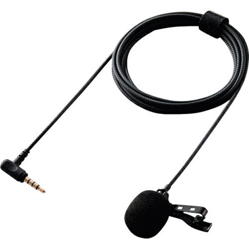 ELECOM ( エレコム ) クリップ付きピンマイク ウインドジャマー付 4極3.5mm 1.8m ブラック ( HS-MC09BK ) 【メーカー取寄】