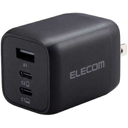 ELECOM ( エレコム ) AC充電器 USB PD対応 PPS対応 65W USB-C2ポート USB-A1ポート ブラック ( MPA-ACCP4465BK ) 【メーカー取寄】