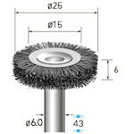 乐天商城 - ナカニシ 硬鋼ブラシ ホイール φ25×6×軸φ6 線φ0.25 ( 52111 ) 【メーカー取寄】