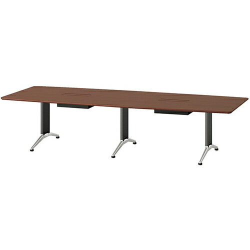 【SALE価格】NAIKI ミーティングテーブル(縦配線 KDF型/天板:ダークウォールナット 脚:ブラック/W3200×..